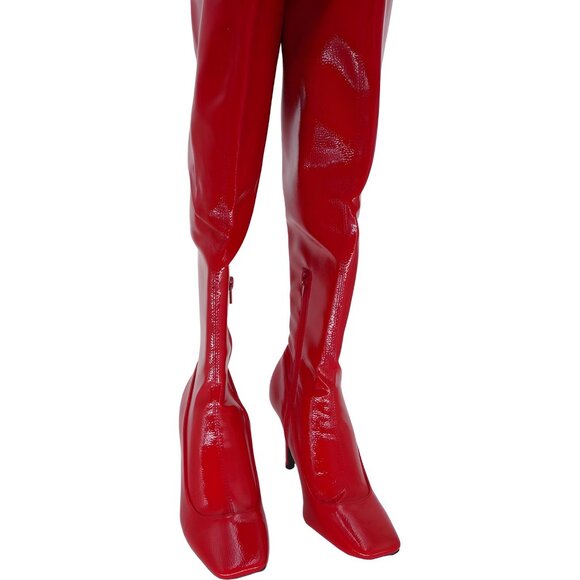 I.N.C. Keenah Red Over-The-Knee Stiletto Boots Square Toe Costume Women's US 7M - Picture 1 of 6